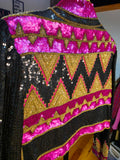 Crown & Culture - Vintage 80s Hot Pink & Gold Sequin Geometric Bolero Blazer
