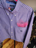 Pocket Full Of Pretty - Reworked Blue Striped Cropped Menswear Button Down Shirt
