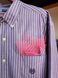 Pocket Full Of Pretty - Reworked Blue Striped Cropped Menswear Button Down Shirt