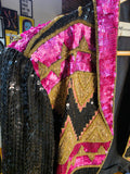 Crown & Culture - Vintage 80s Hot Pink & Gold Sequin Geometric Bolero Blazer