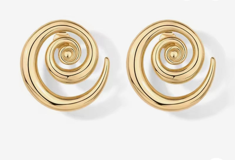 The "Hypnotic Honey" Gold Spiral Post Back Earrings