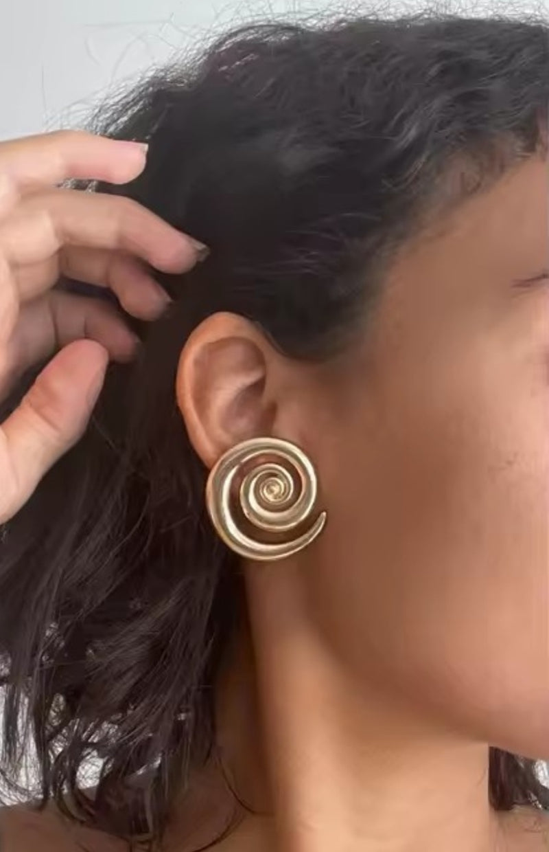 The "Hypnotic Honey" Gold Spiral Post Back Earrings