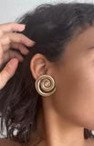 The "Hypnotic Honey" Gold Spiral Post Back Earrings