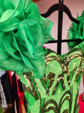 The "Goddess Of Glam" Green Sequin Evening Dress, Approx PTP 16in, waist 14
